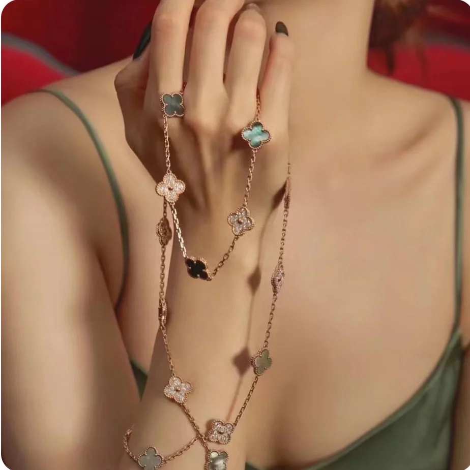 VCL010 High quality 20 clover Flower Long Sweater chain for women - ccjewelryacc