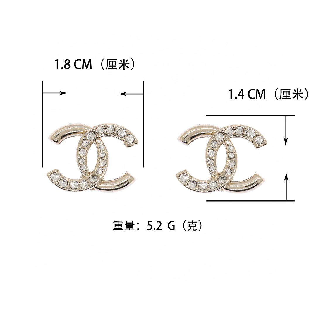 CCE513 Chanel crystal cc logo stud earrings - ccjewelryacc