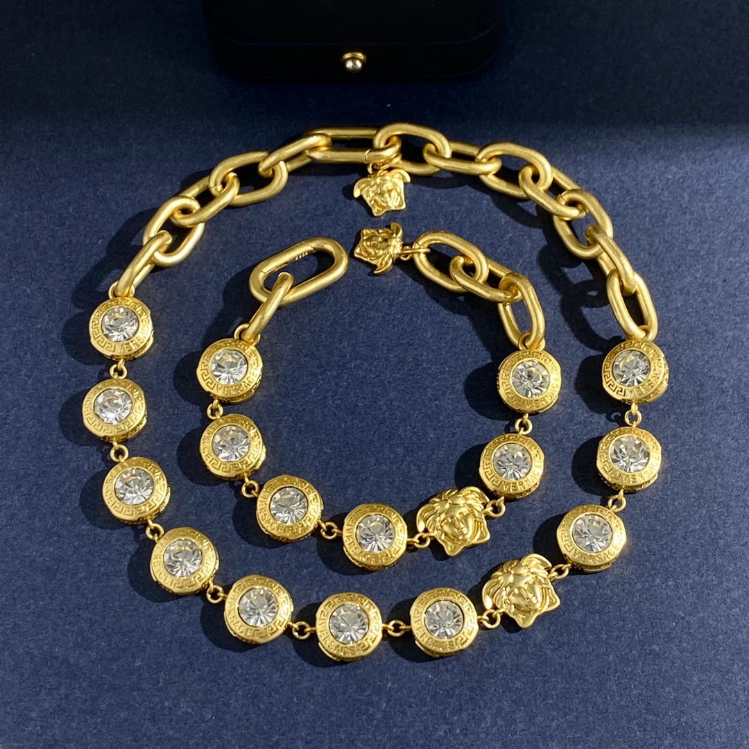 VSN025 Versace diamond tennis choker necklace and bracelet - ccjewelryacc