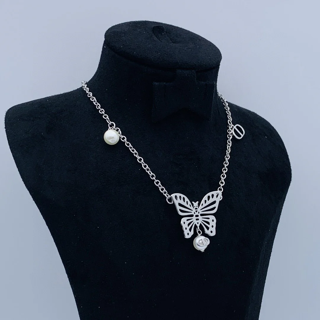 CDN152 High quality Pearl CD Butterfly Necklace - ccjewelryacc