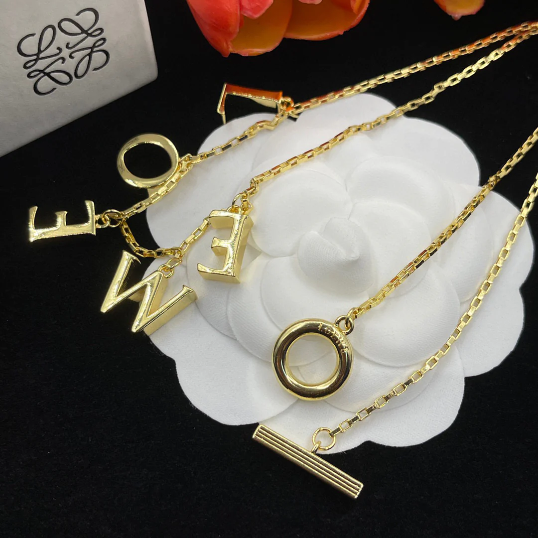 LWN005 Loewi Anagram Letter charms Necklace - ccjewelryacc