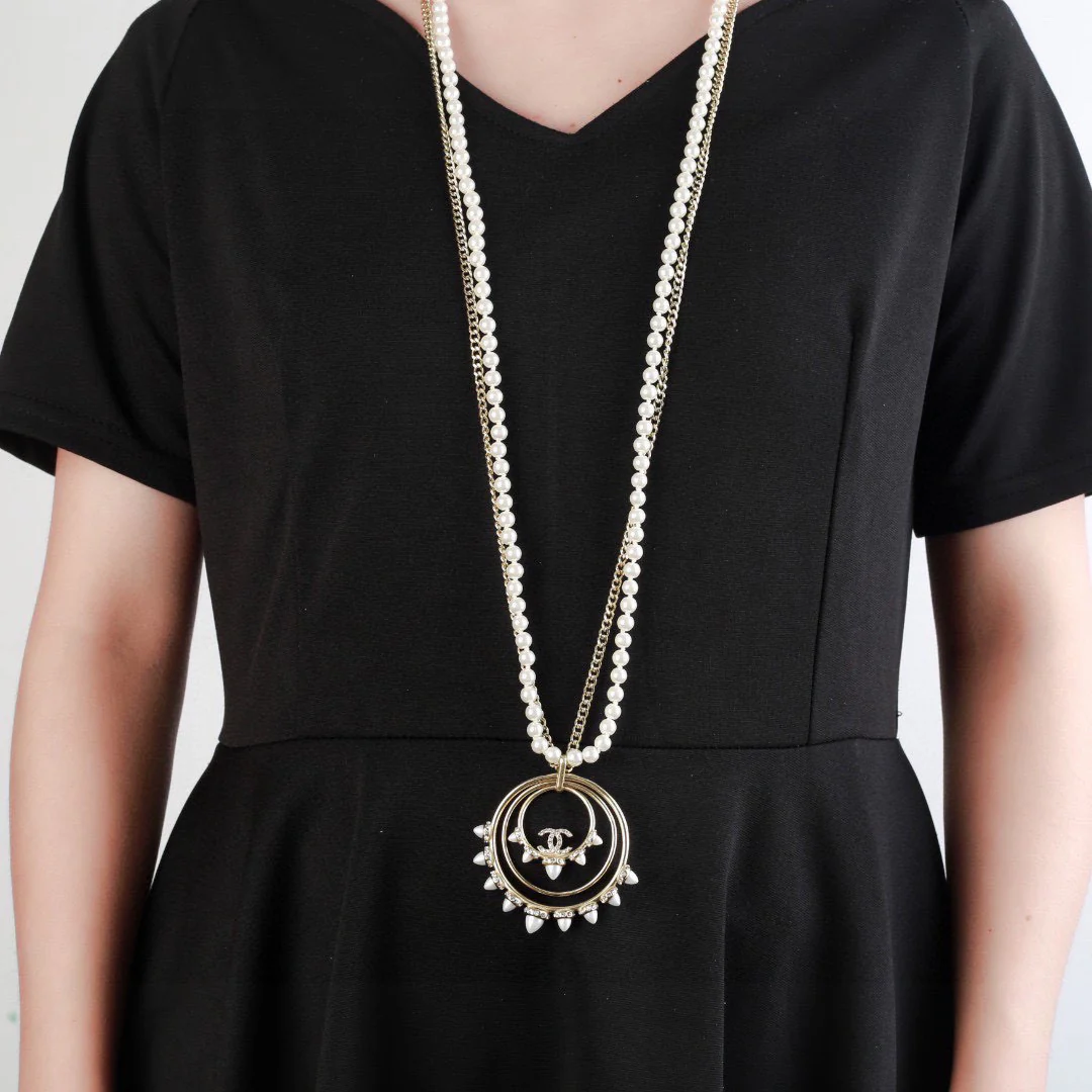 CCL047 CC Long necklace pearl Sweater Chain - ccjewelryacc
