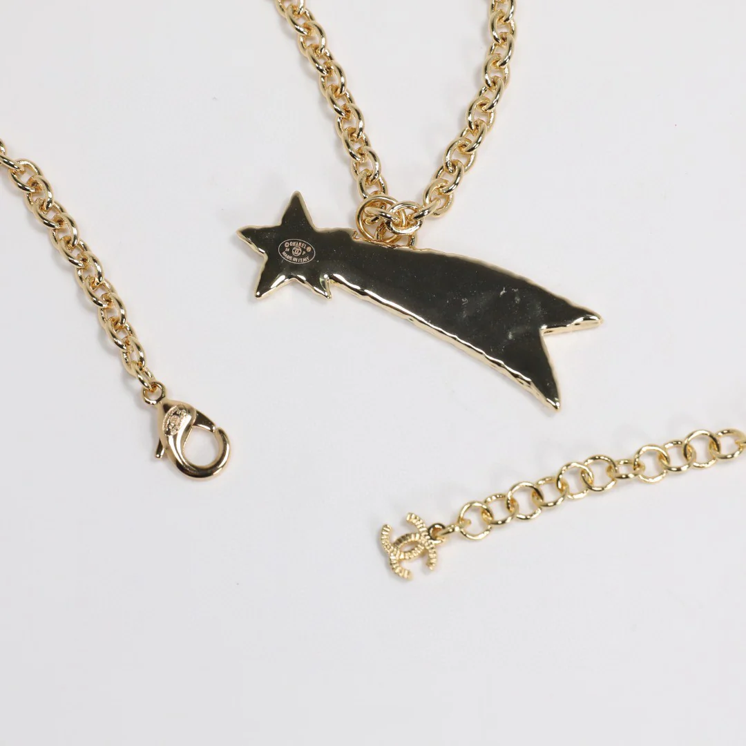 CCN333 Gold and black letter Meteor Lava texture necklace - ccjewelryacc