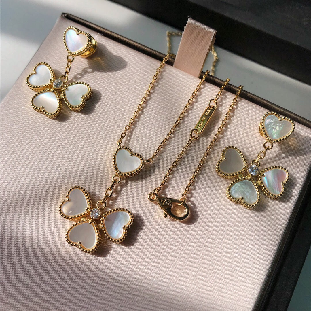 VCT001 VCA Sweet Hearts earrings pendant necklace ,mother of pearl , Diamond - ccjewelryacc