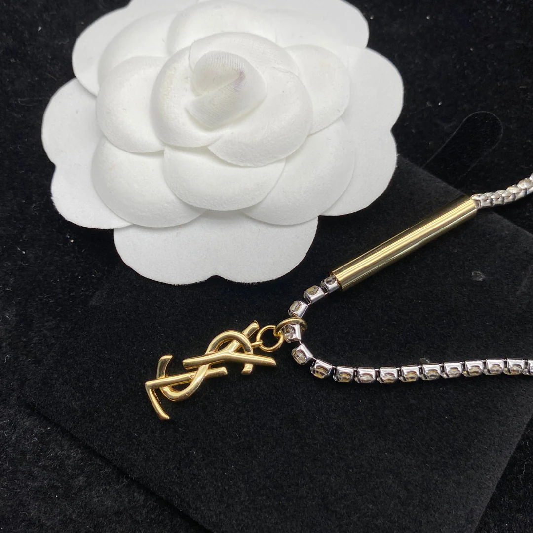 YYN006 Cassandre Embellished rhinestone necklace - ccjewelryacc