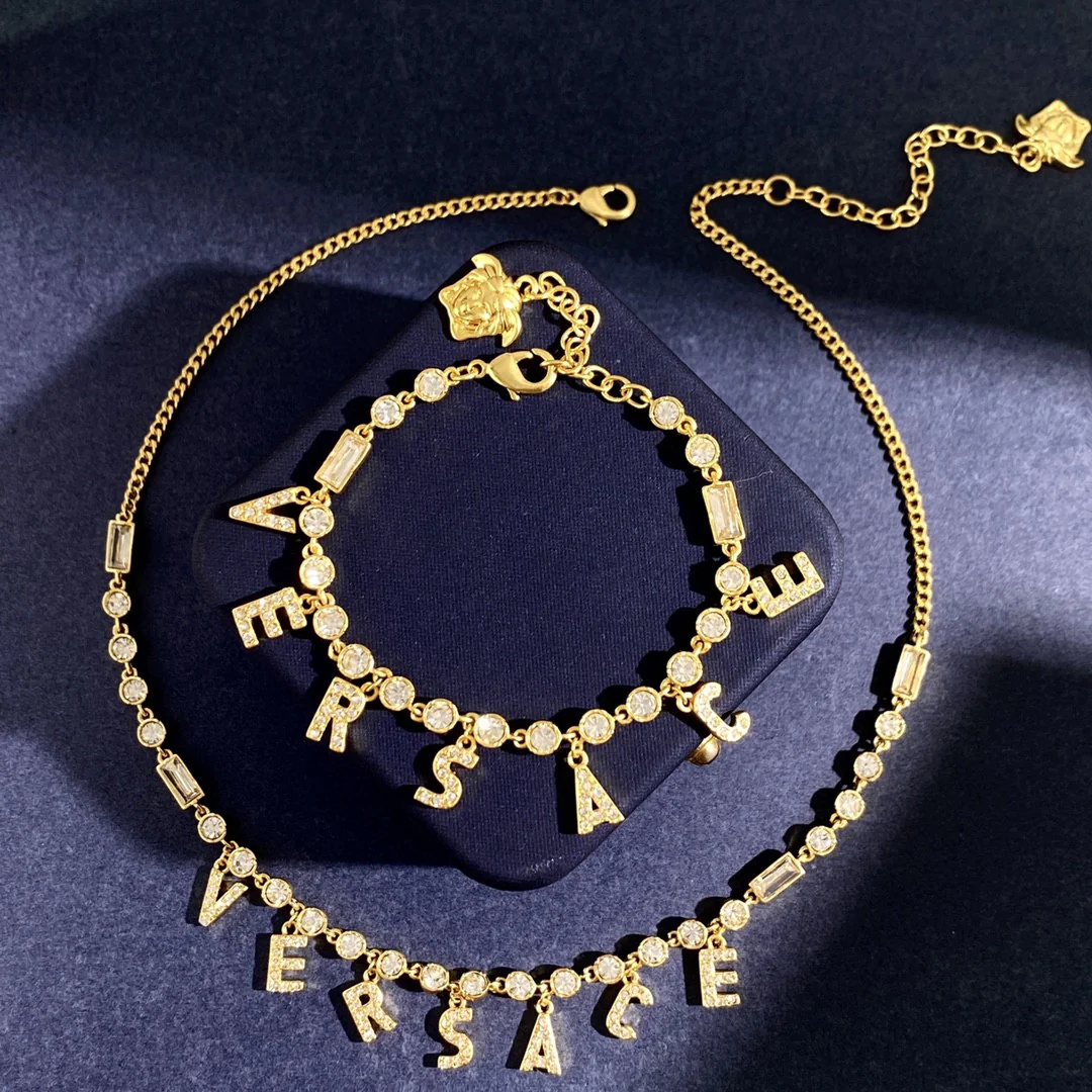 VSN017 Versace letters charm necklace and bracelet - ccjewelryacc