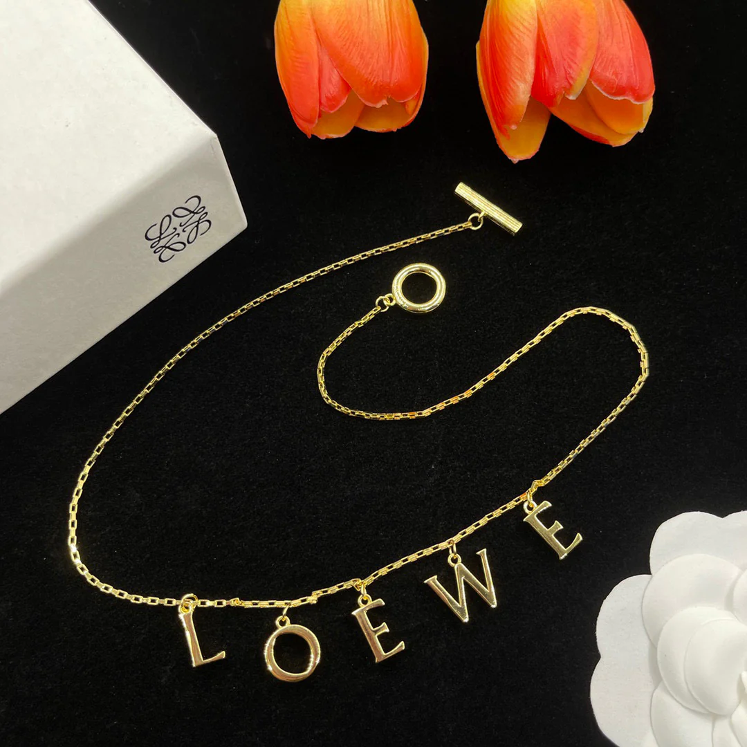 LWN005 Loewi Anagram Letter charms Necklace - ccjewelryacc