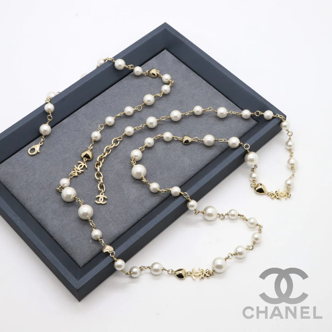 CCL027 High Quality CC Pearl Long Chain Necklace Pearl Sweater Chain - ccjewelryacc