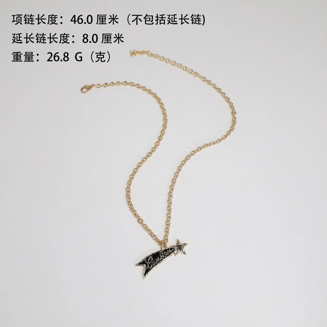 CCN333 Gold and black letter Meteor Lava texture necklace - ccjewelryacc