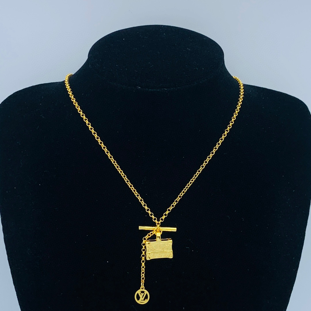 LVN081 Designer Monogram Blade Diamond Necklace For Men - ccfashionjewelry