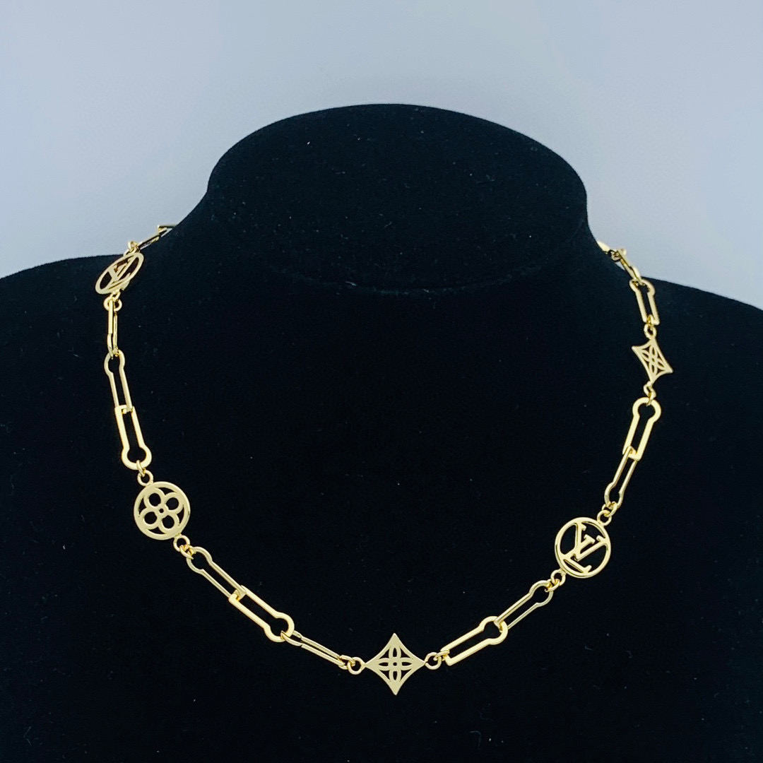 LVN082 Designer Monogram Blade Diamond Necklace For Men - ccfashionjewelry