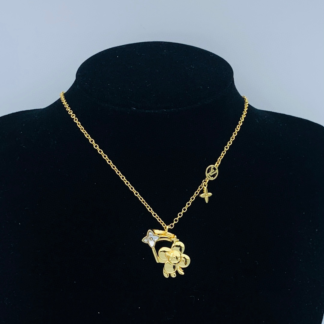 LVN080 Designer Monogram Blade Diamond Necklace For Men - ccfashionjewelry