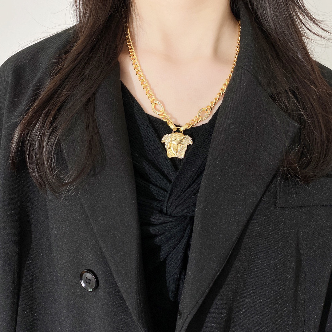 VSN047 Versace medusa chain pendant necklace - ccjewelryacc