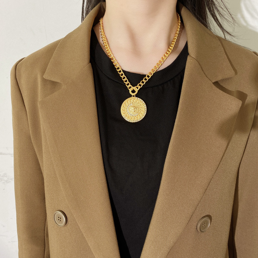 VSN048 Versace gold medusa necklace - ccjewelryacc