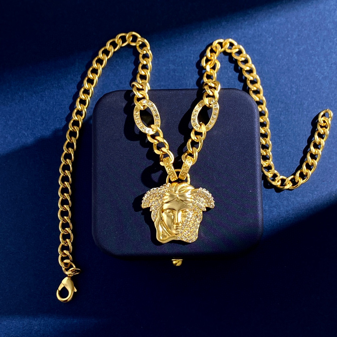 VSN047 Versace medusa chain pendant necklace - ccjewelryacc