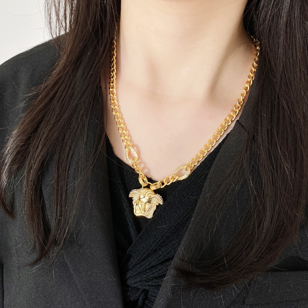 VSN047 Versace medusa chain pendant necklace - ccjewelryacc