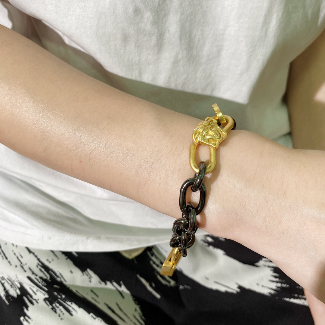 VSS014 Versace medusa black chain and lock bracelet for men - ccjewelryacc
