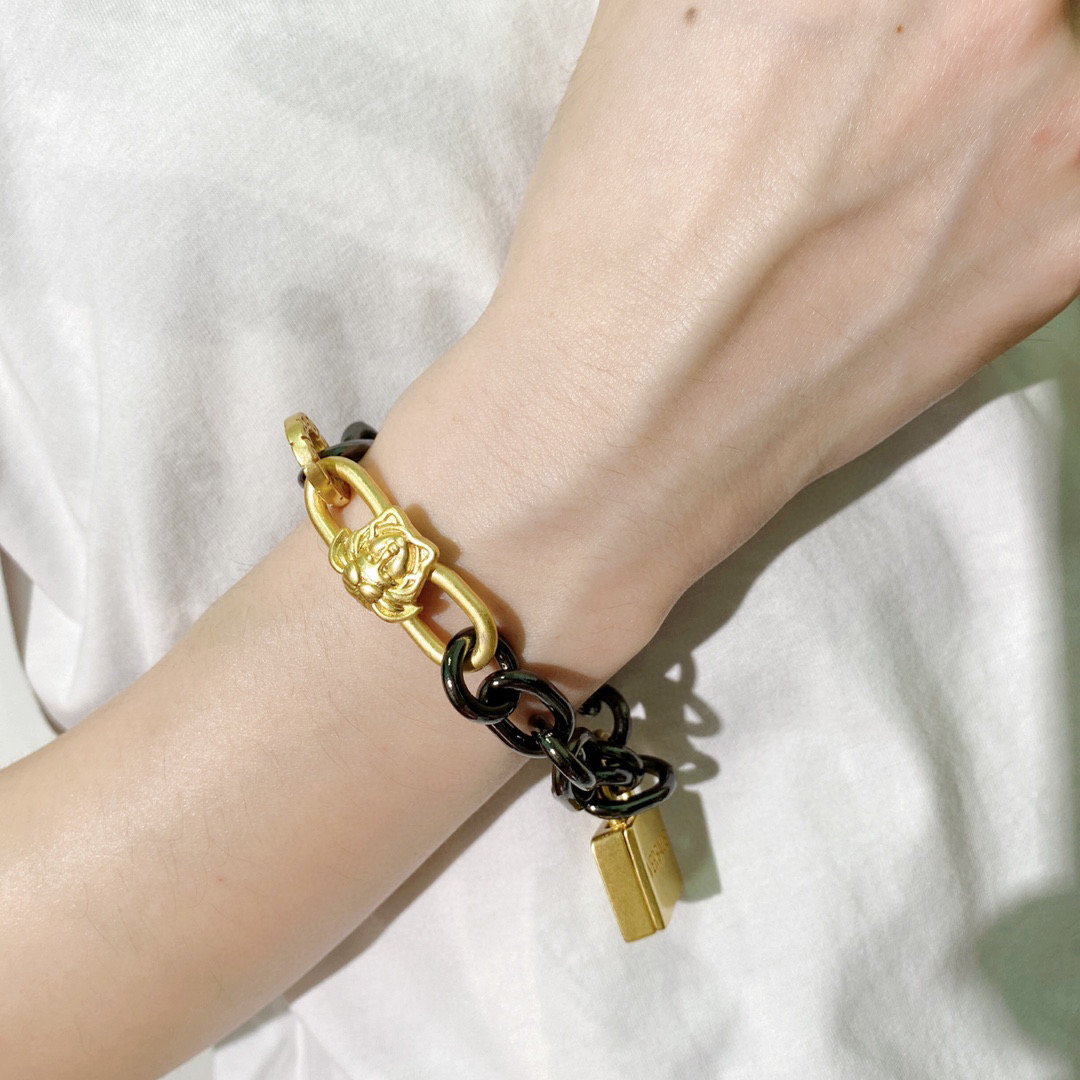 VSS014 Versace medusa black chain and lock bracelet for men - ccjewelryacc