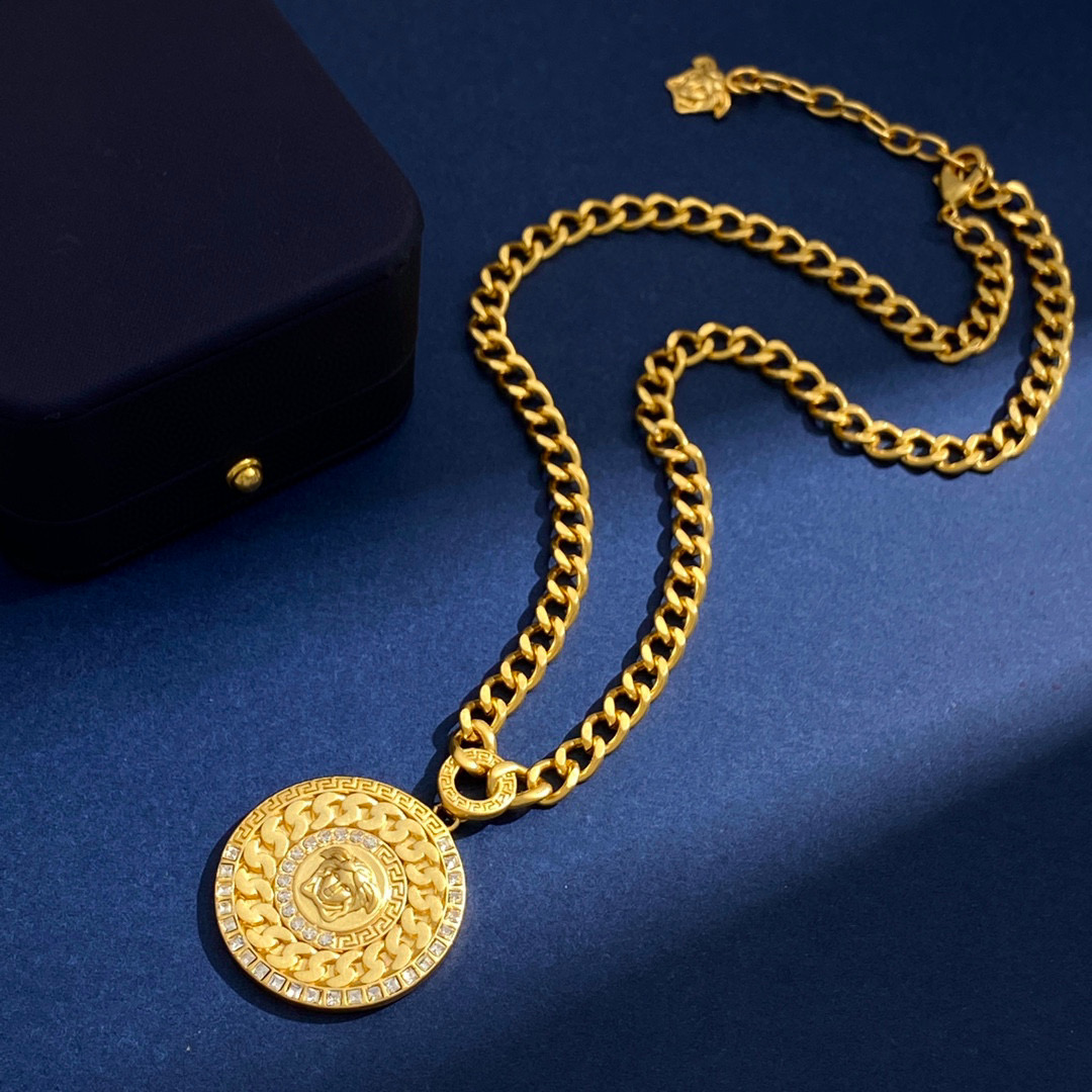 VSN048 Versace gold medusa necklace - ccjewelryacc
