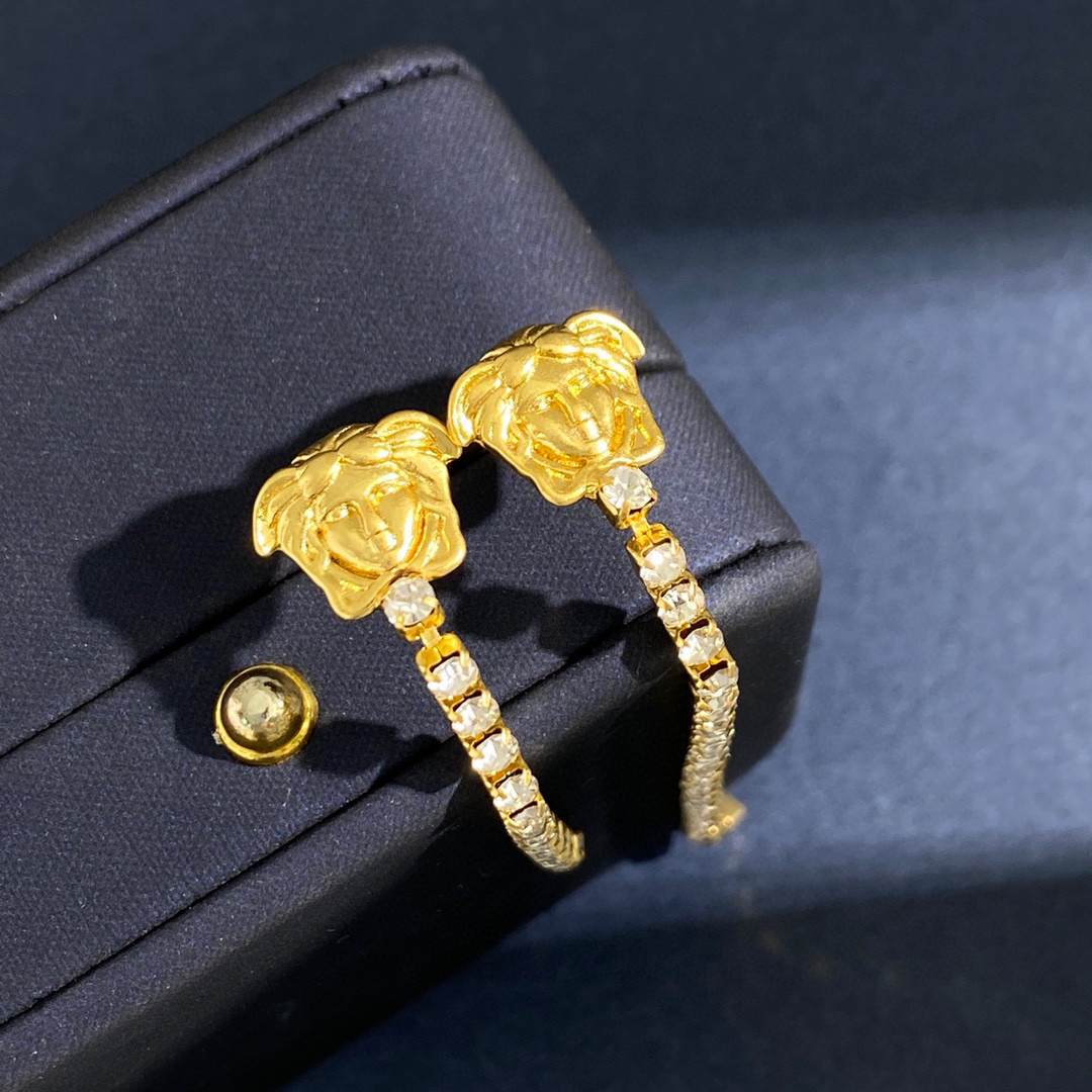 VSE047 Versace medusa crystal tassels drop earrings - ccjewelryacc