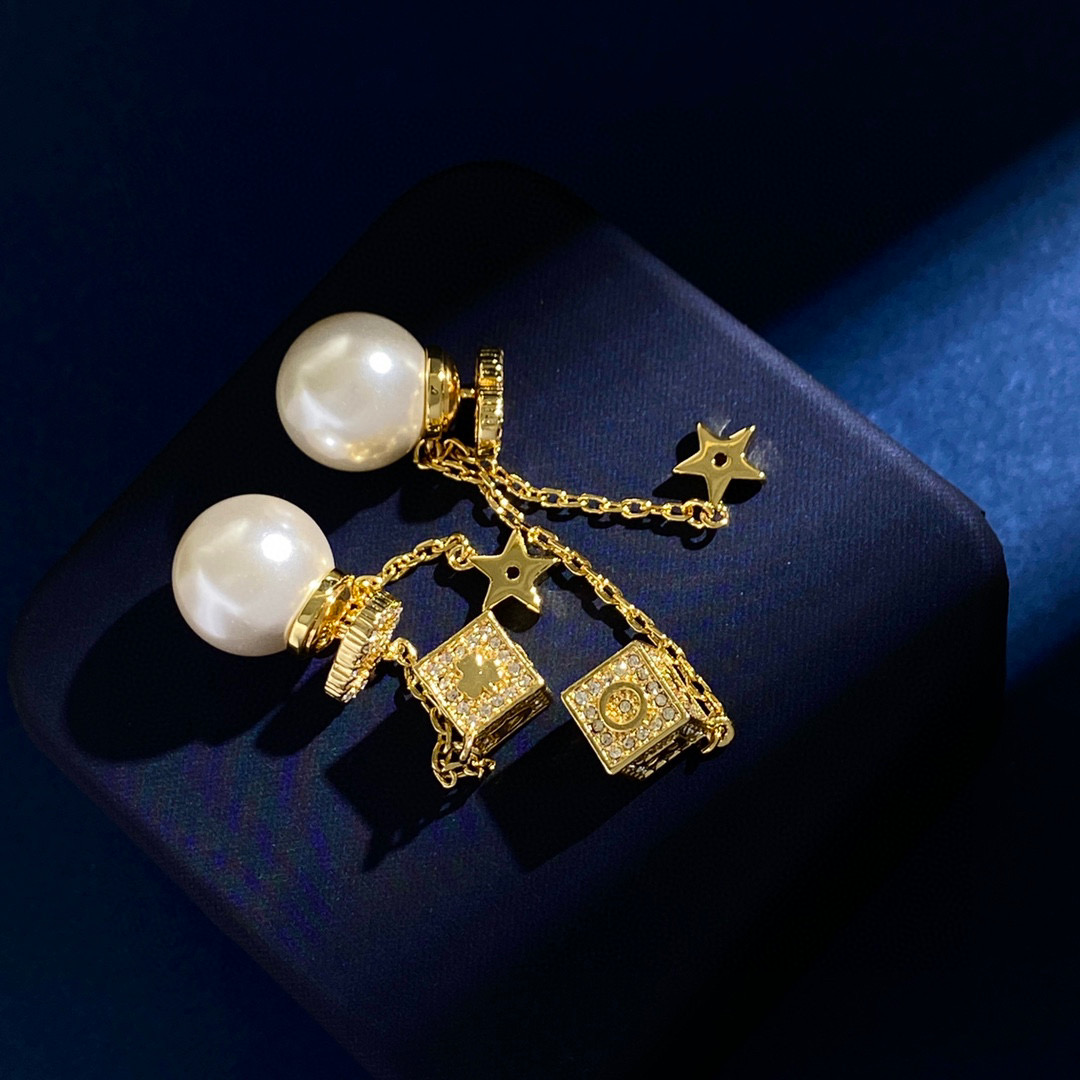 CDE294 CD tribales star tassels Earrings in metal and crystal pearl - ccjewelryacc