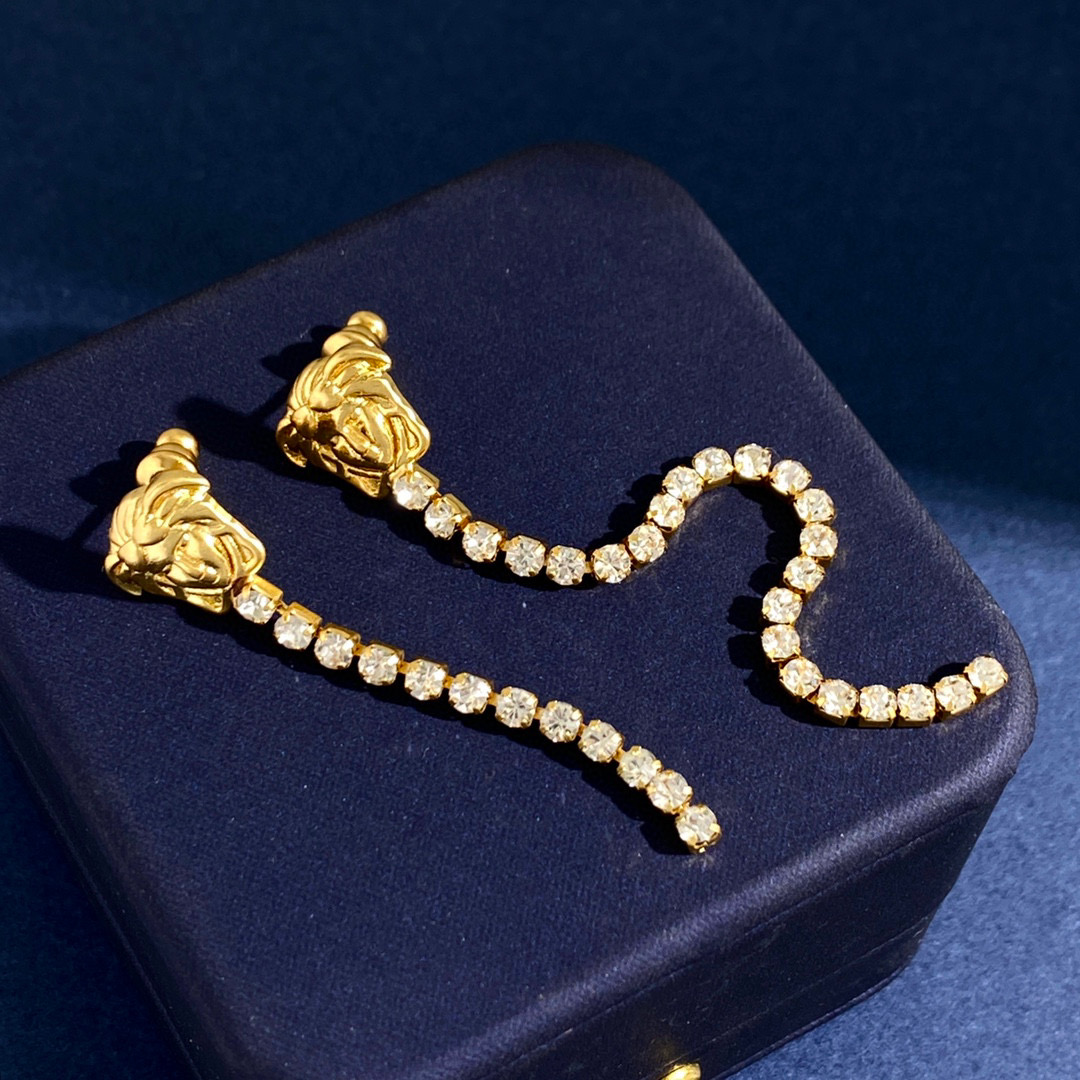 VSE047 Versace medusa crystal tassels drop earrings - ccjewelryacc