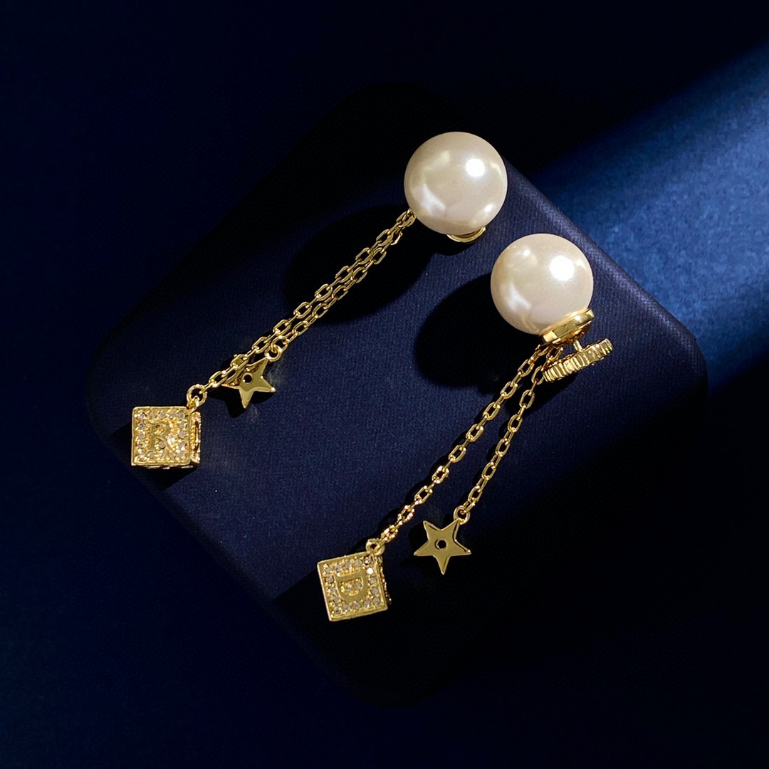 CDE294 CD tribales star tassels Earrings in metal and crystal pearl - ccjewelryacc