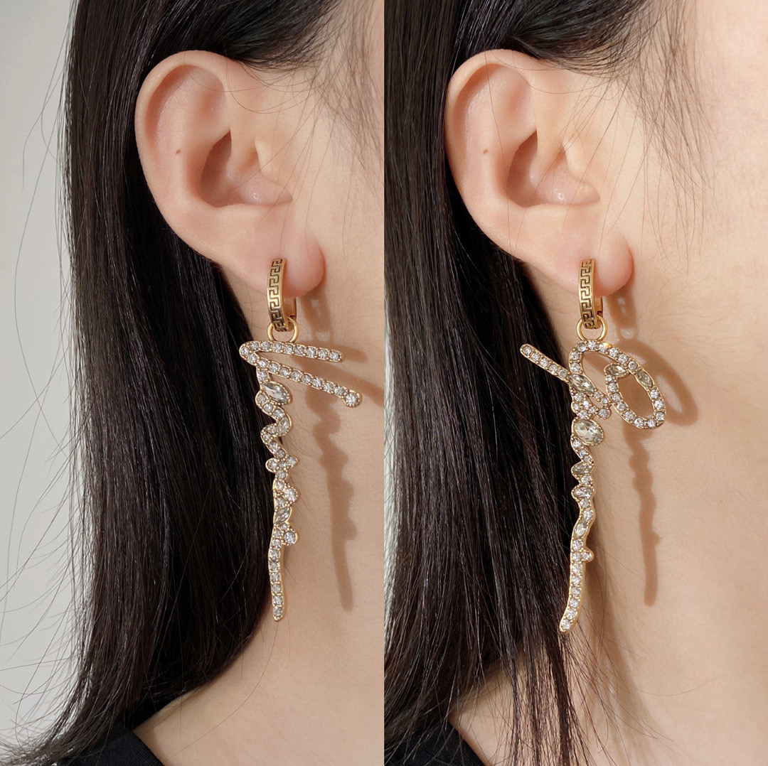 VSE040 Versace crystal GV signature earrings - ccjewelryacc