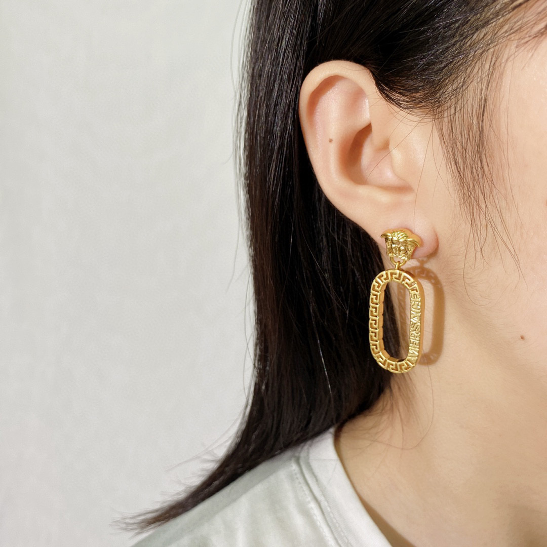 VSE045 Versace logo drop earrings - ccjewelryacc
