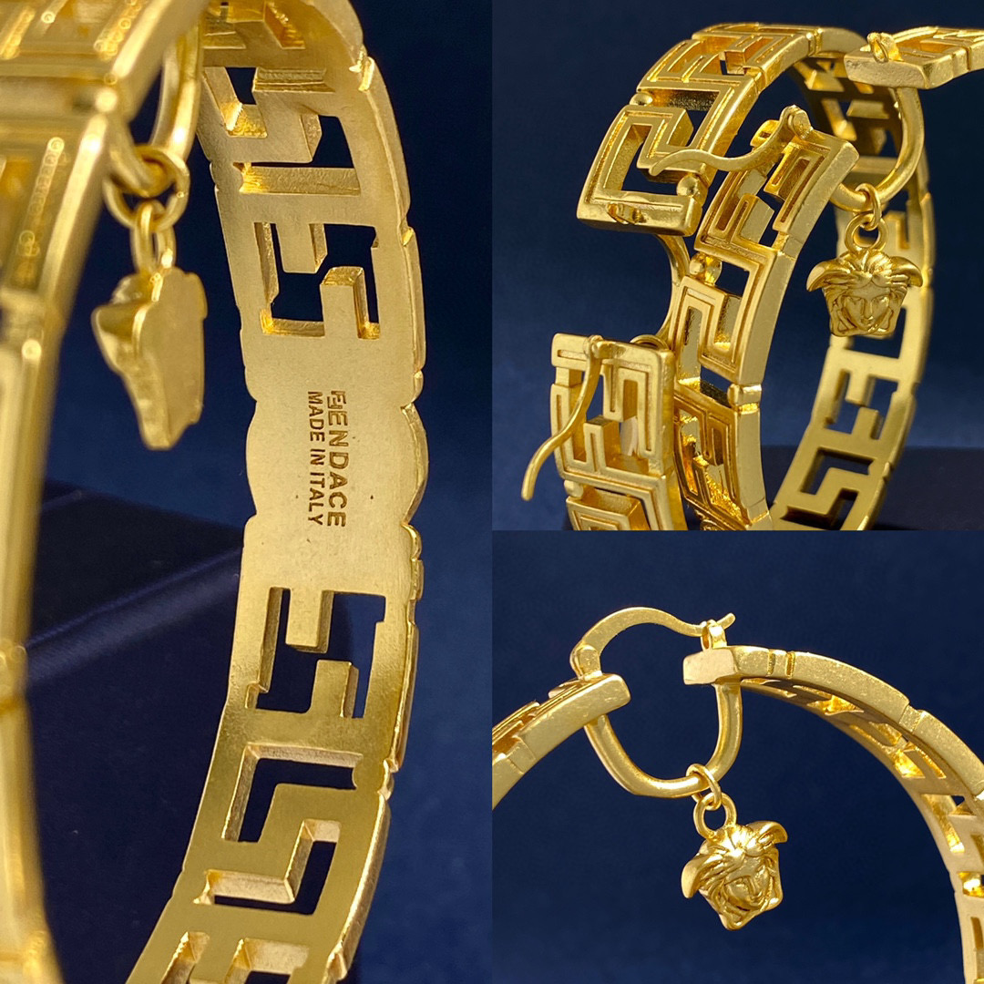 VSE028 Versace x Fandi FF hoop earrings in metal gold - ccjewelryacc