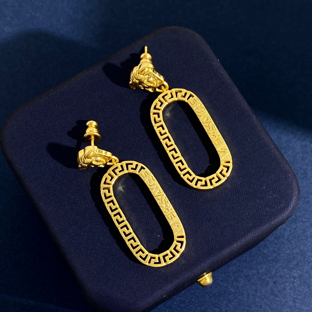 VSE045 Versace logo drop earrings - ccjewelryacc