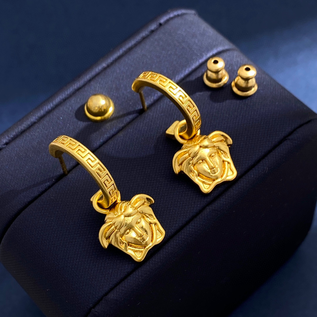VSE034 Versace greca and medusa drop earrings - ccjewelryacc