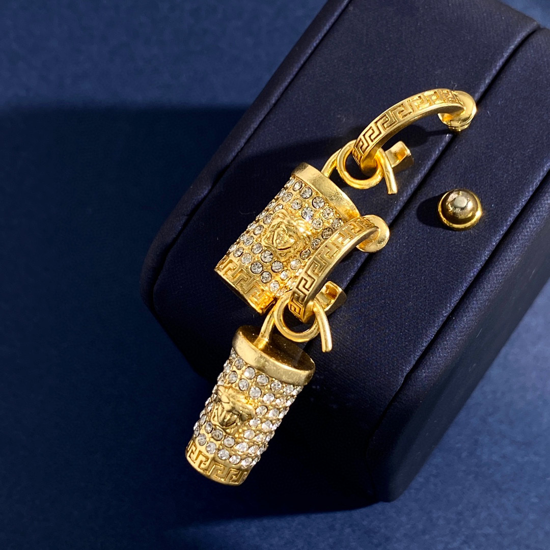VSE051 Versace medusa crtstal milk tea cup hook pendant earrings - ccjewelryacc