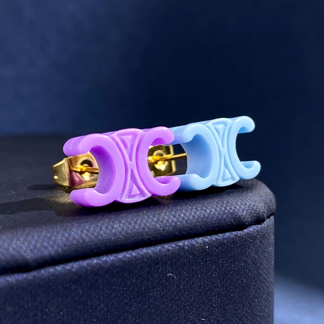 CLE045 Macaron candy color resin Triomphe stud earring set of 3 - ccjewelryacc