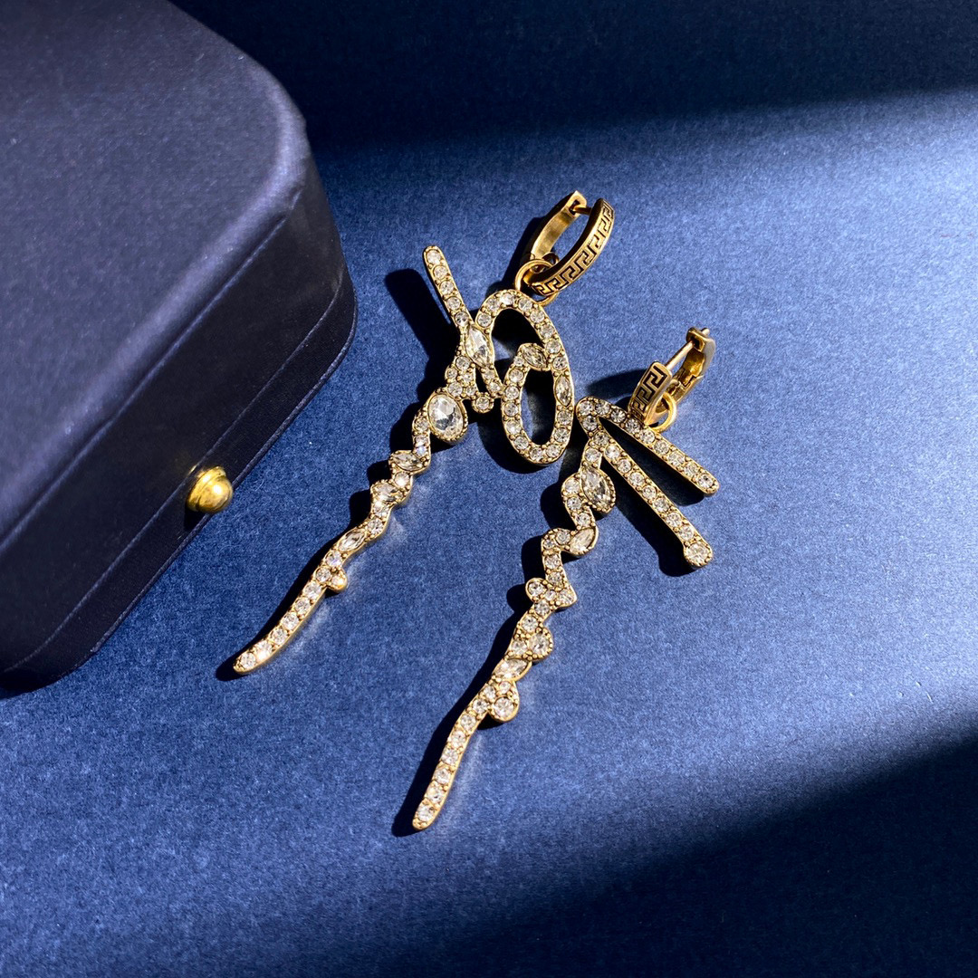 VSE040 Versace crystal GV signature earrings - ccjewelryacc