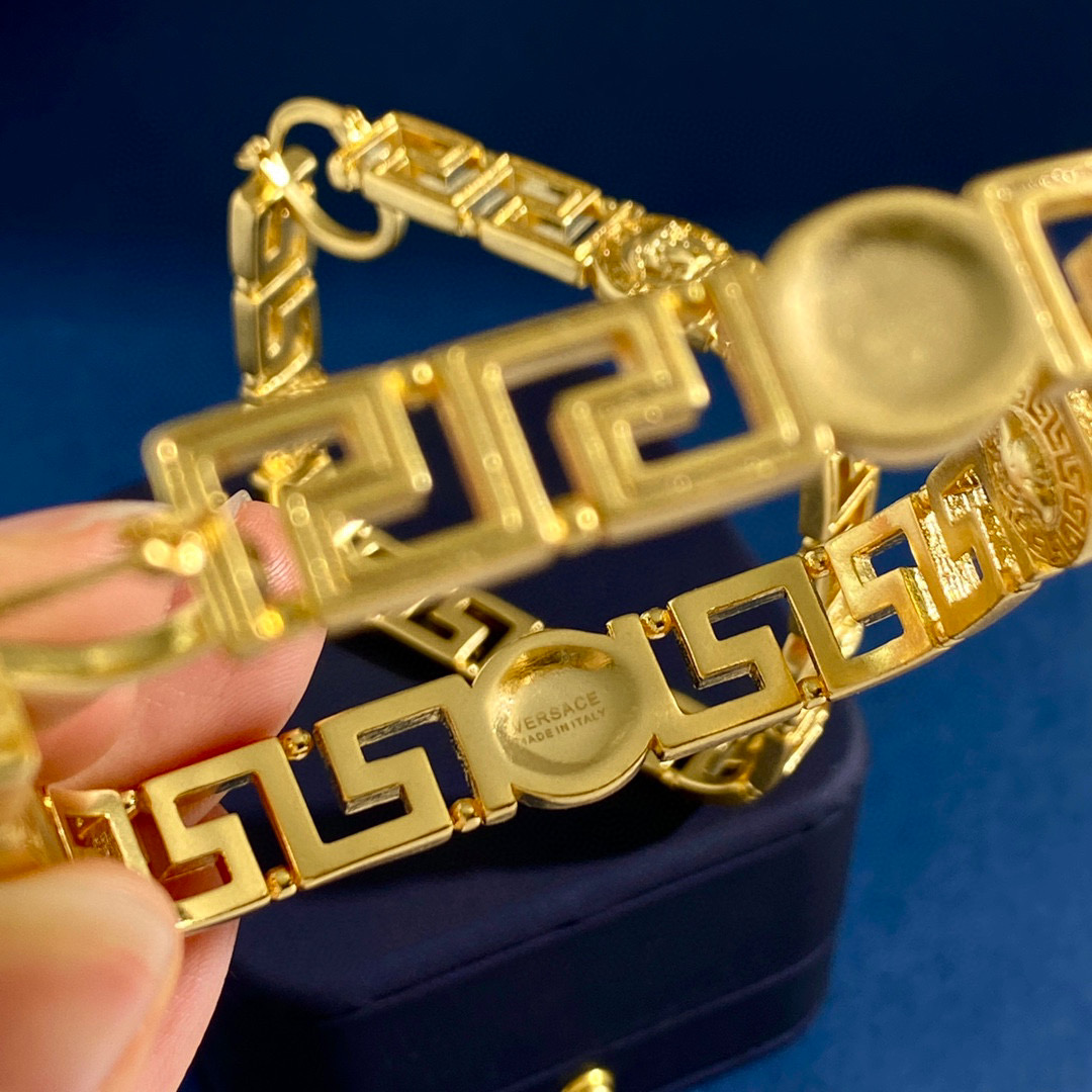 VSE050 Square Gold versace hoop earrings - ccjewelryacc