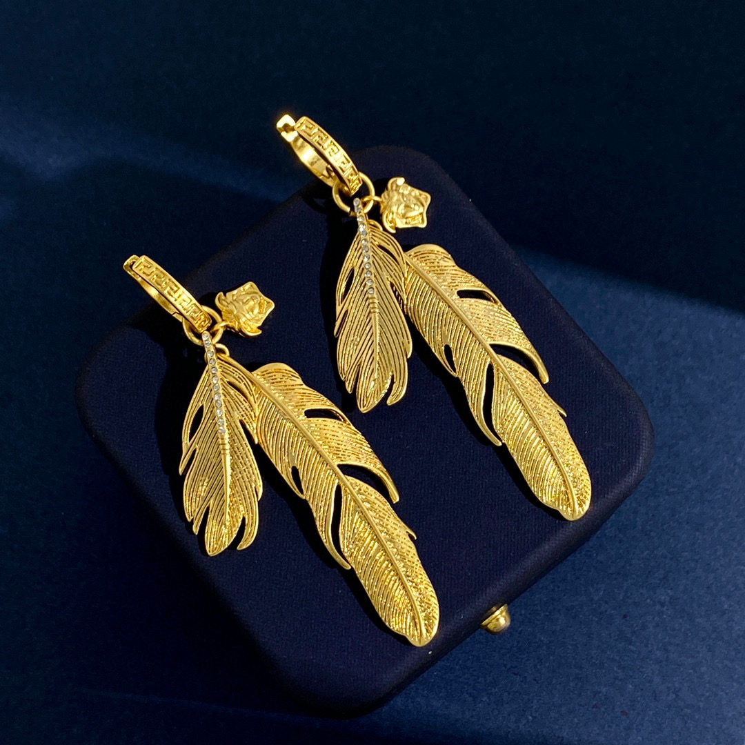 VSE043 Versace feather earrings - ccjewelryacc