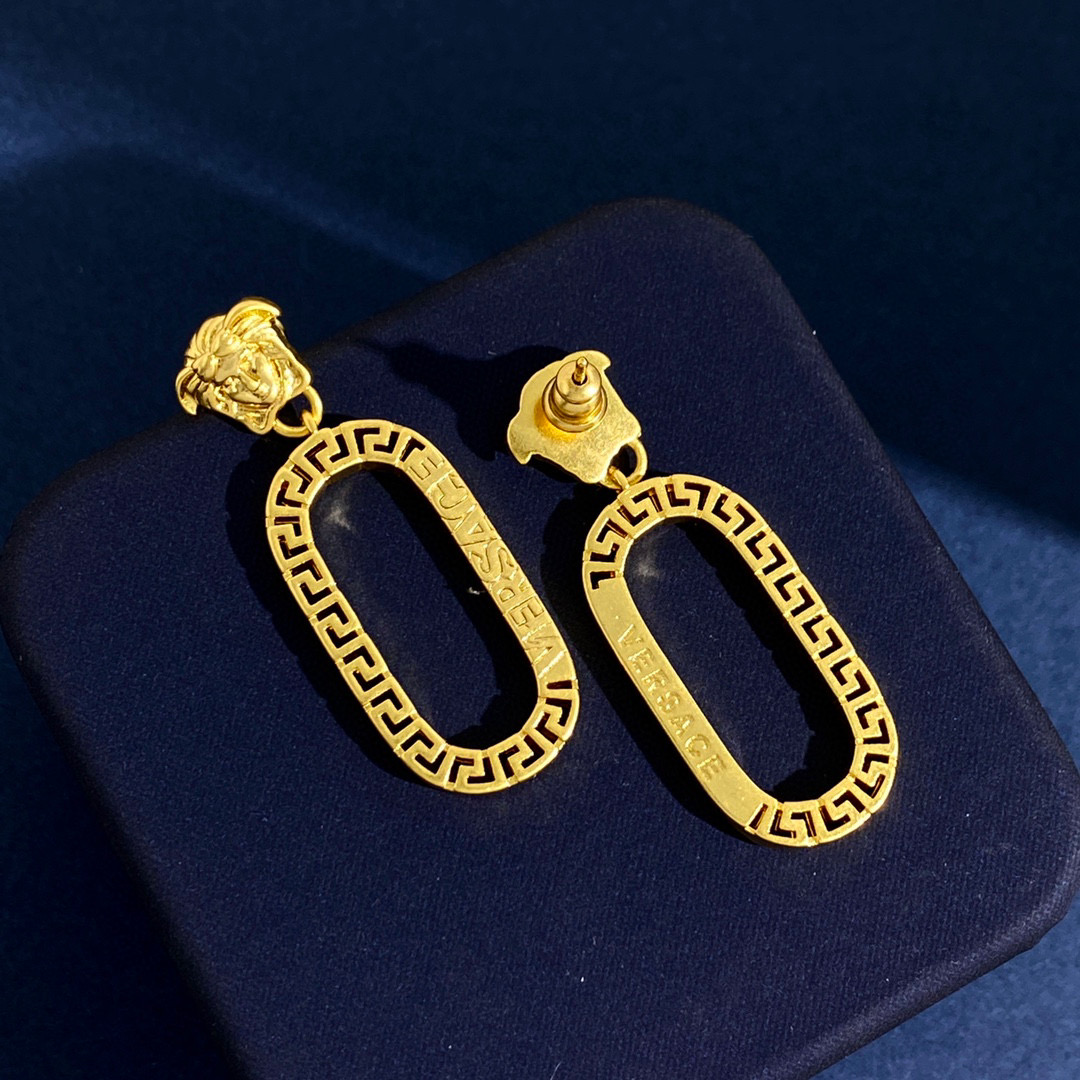 VSE045 Versace logo drop earrings - ccjewelryacc
