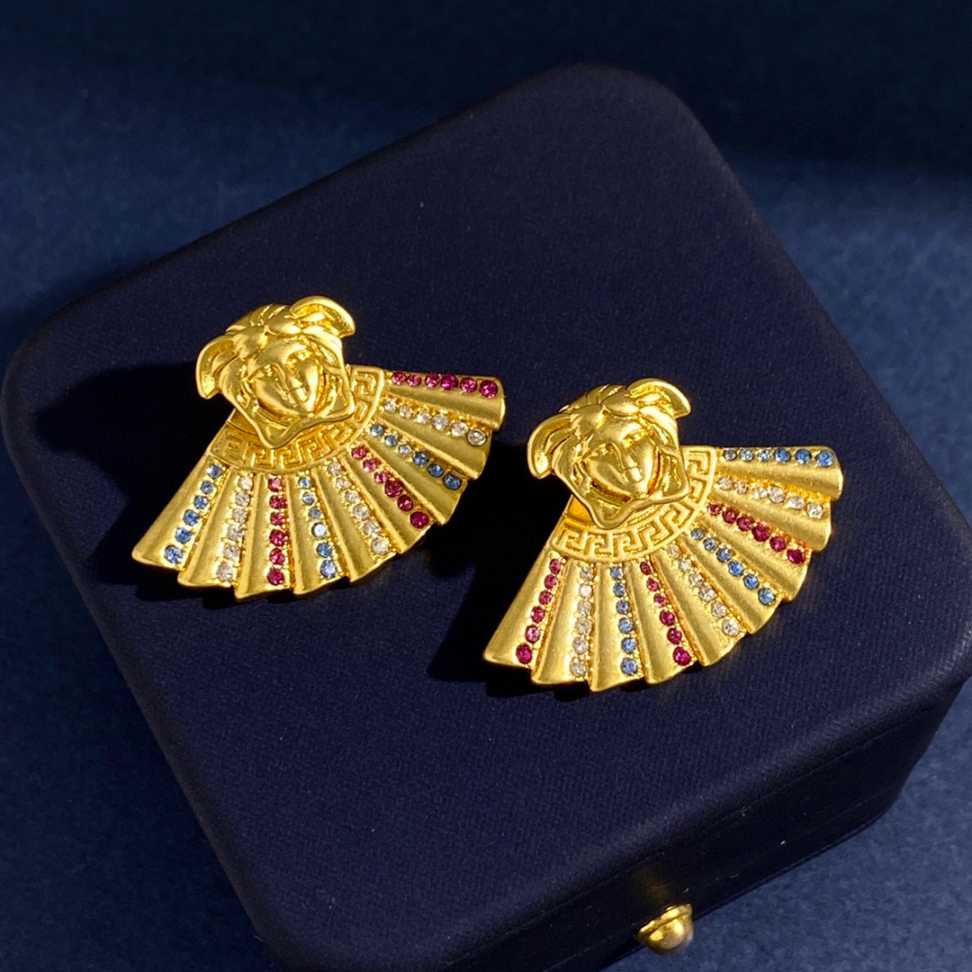 VSE029 versace medusa head and fanshaped stud earrings - ccjewelryacc