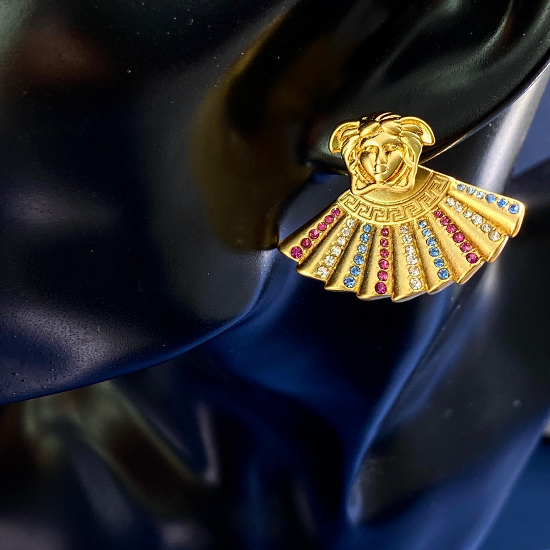 VSE029 versace medusa head and fanshaped stud earrings - ccjewelryacc