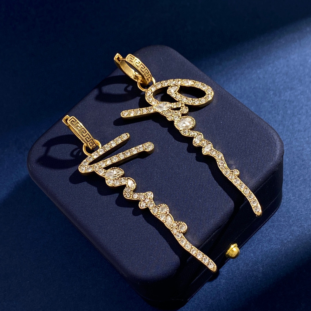 VSE040 Versace crystal GV signature earrings - ccjewelryacc