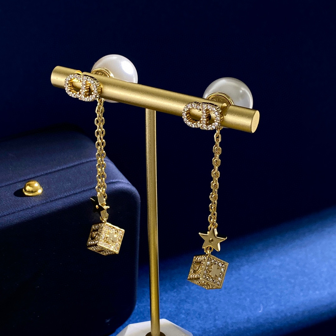 CDE294 CD tribales star tassels Earrings in metal and crystal pearl - ccjewelryacc