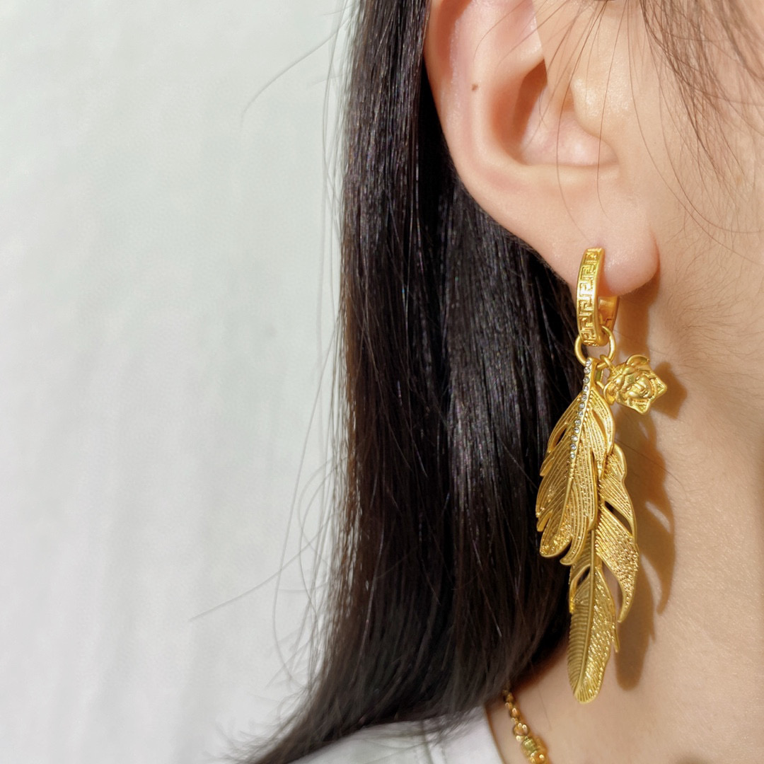 VSE043 Versace feather earrings - ccjewelryacc