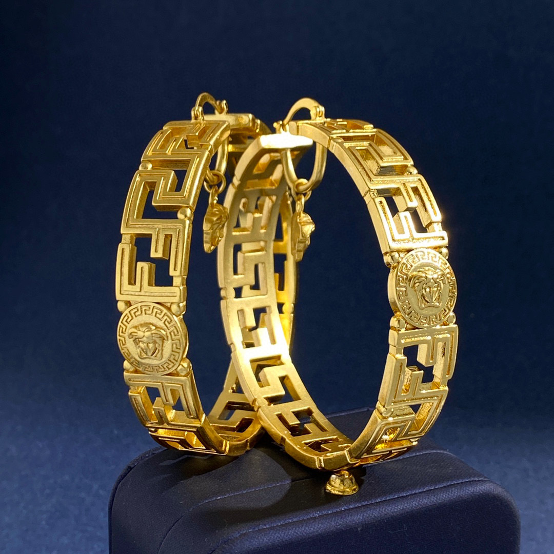 VSE028 Versace x Fandi FF hoop earrings in metal gold - ccjewelryacc