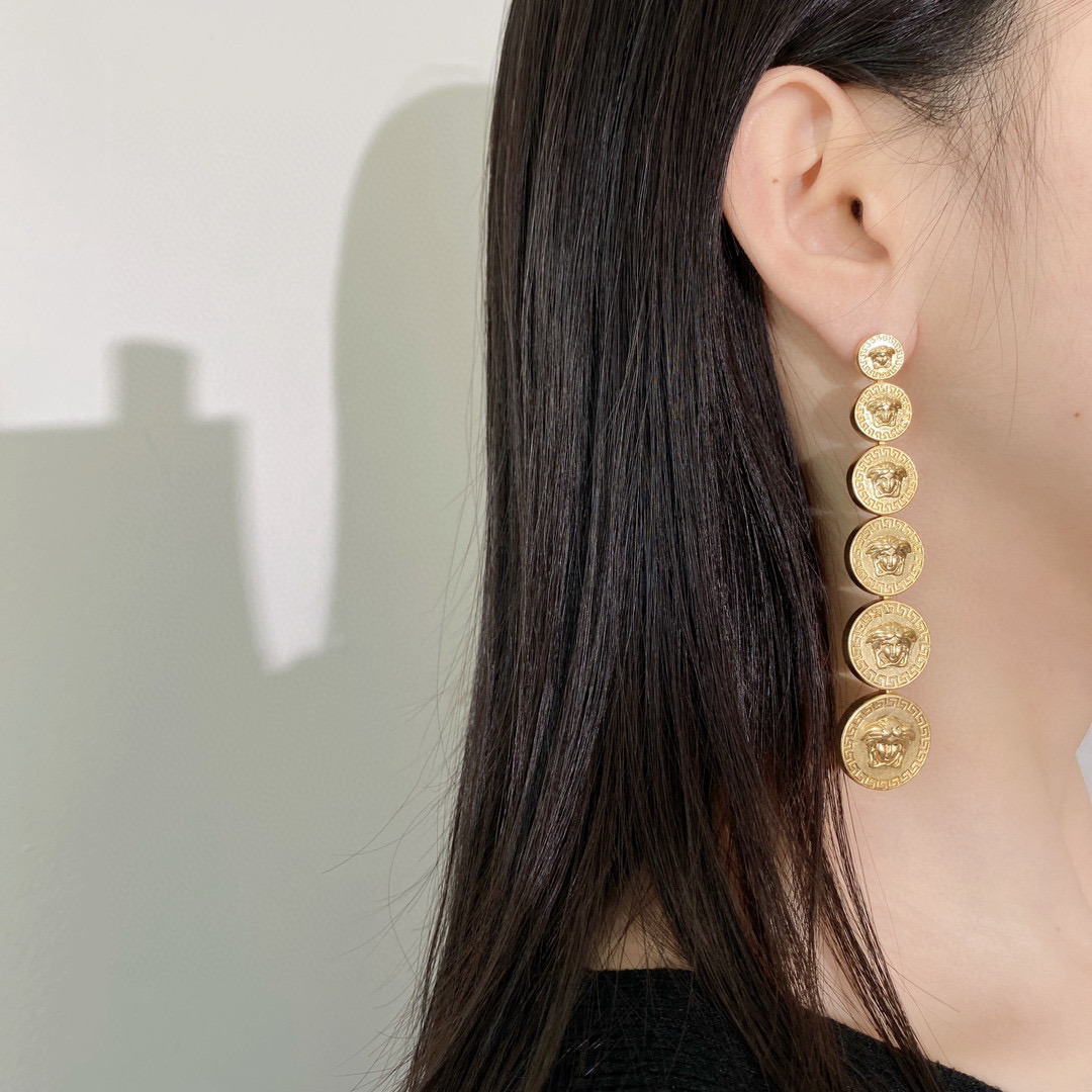 VSE049 Versace medusa head pendant earrings - ccjewelryacc