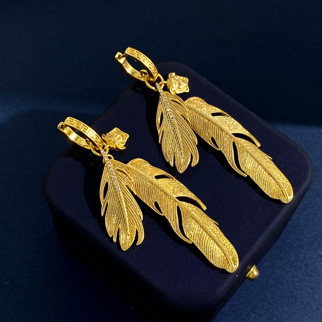 VSE043 Versace feather earrings - ccjewelryacc