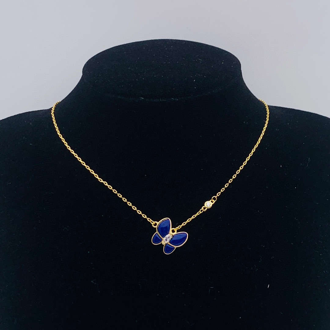 VCN045 Blue van cleef two butterfly necklace - ccjewelryacc
