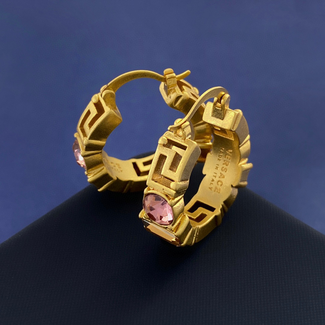VSE055 Versace color crystal hoop earrings - ccjewelryacc