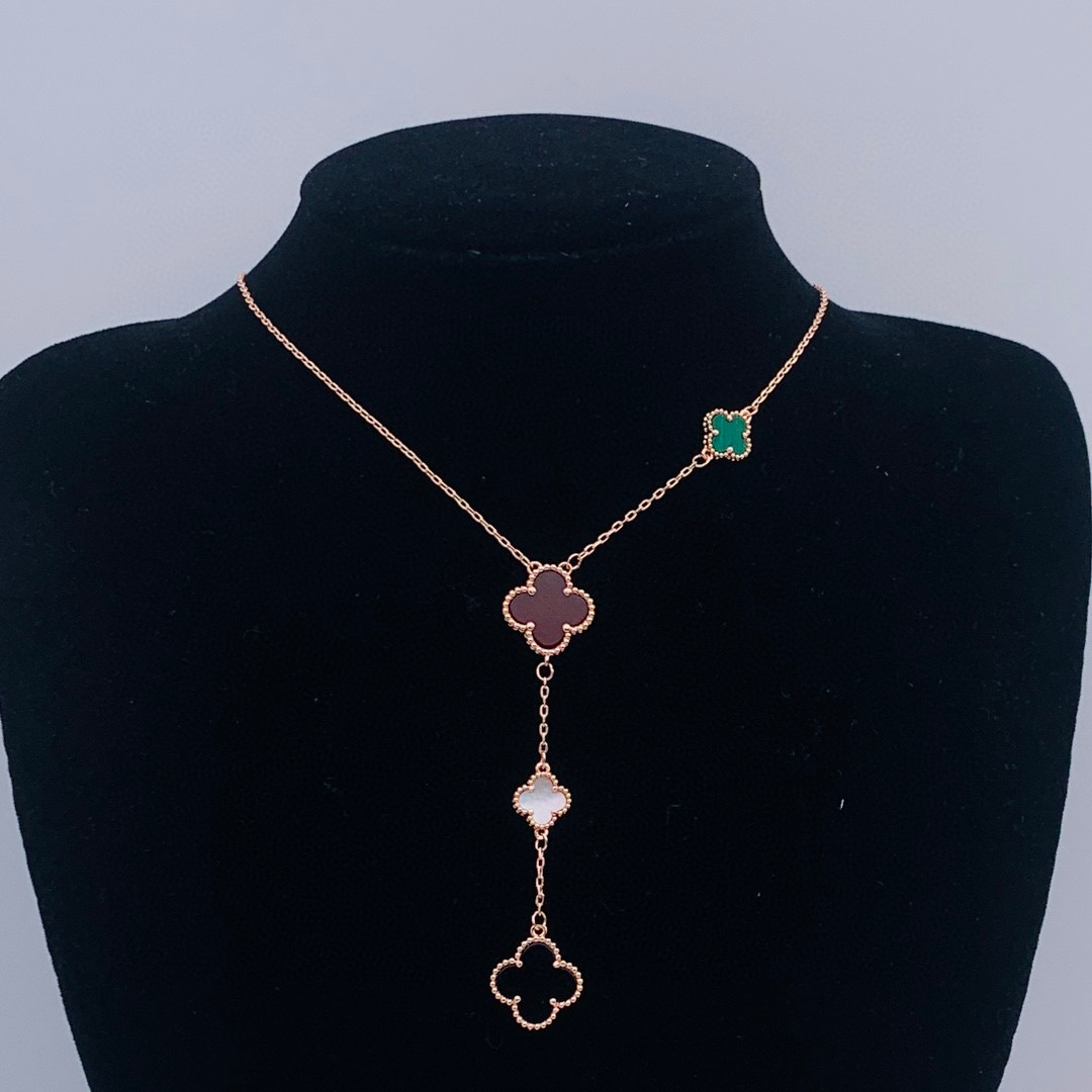VCN049 Rose gold Vca alhambra necklace 4 motifs - ccjewelryacc