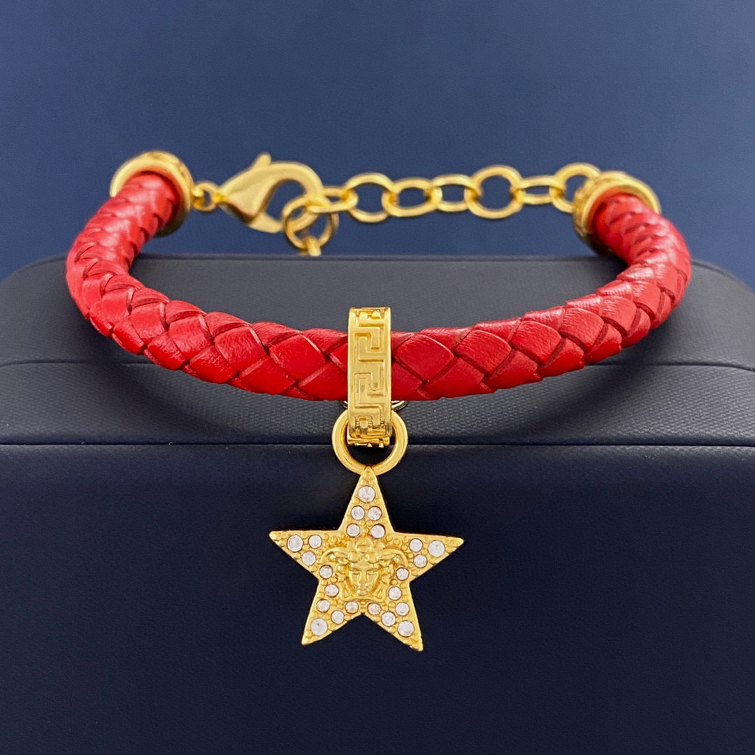 VSS026 Versace medusa braided leather bracelet - ccjewelryacc